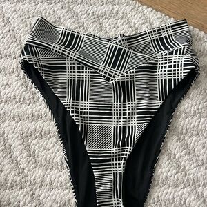 Aerie Black and White High-Waisted Bikini Bottom